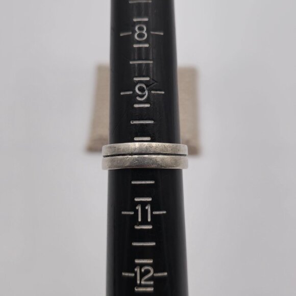 Size 10 Sterling Silver Worn Solid Unisex Ring A1963 - Picture 5 of 7